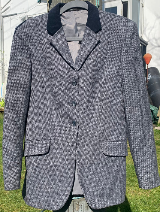 Ladies Grey/blue tweed mears show hacking jacket size 38