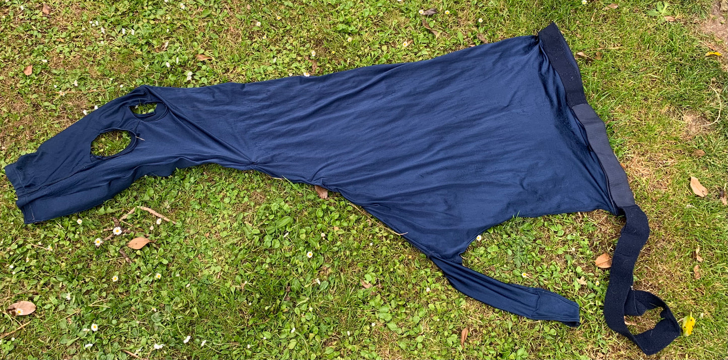 Navy Lycra full face stretchy hood Velcro closure size large
