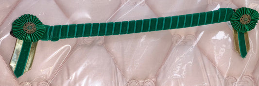 Green/gold velvet show/christmas browband 13” pony size