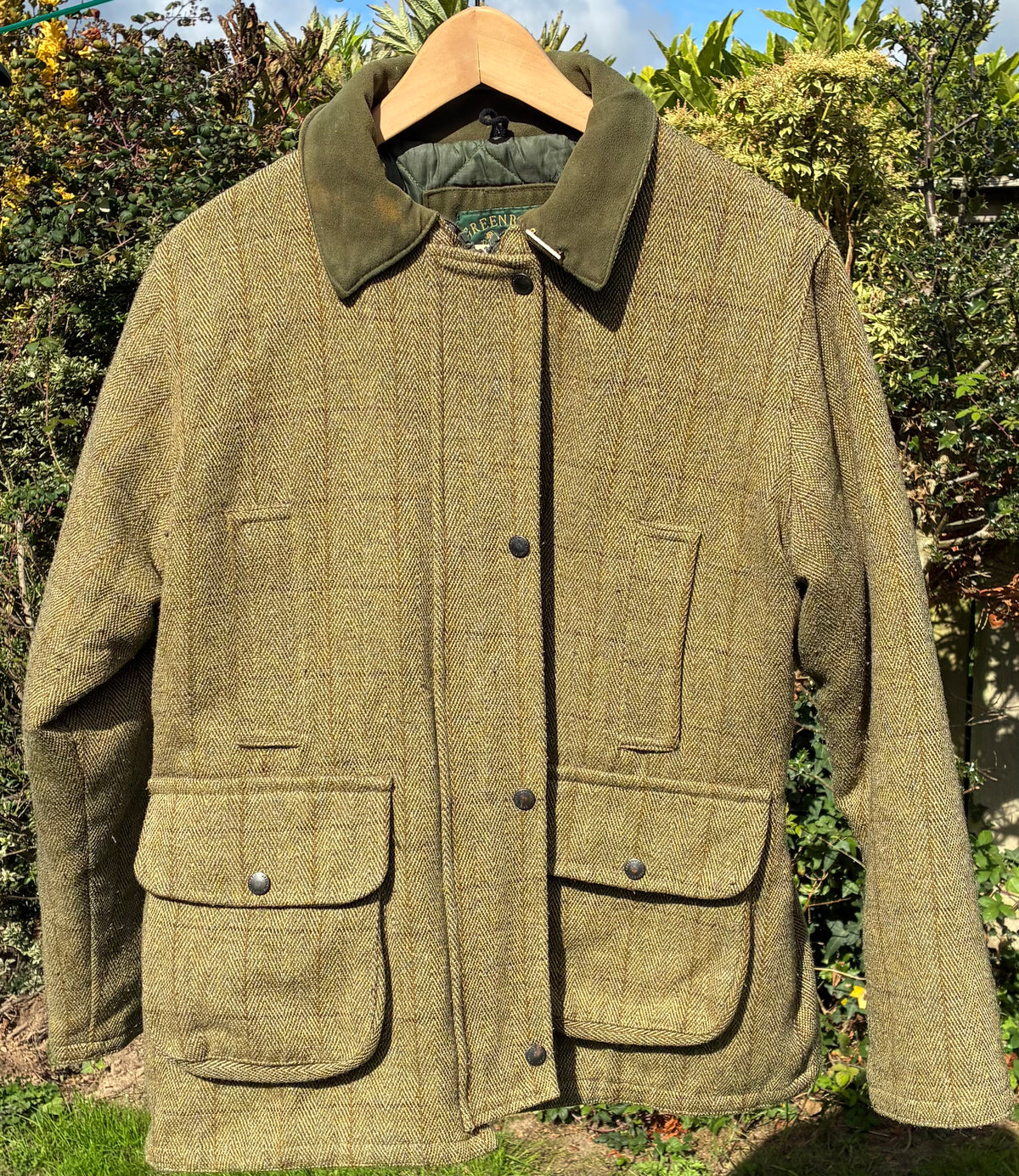 Ladies size 16 green belt tweed country field jacket