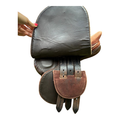 1st ridden/leadrein 12” brown pony Suede show saddle