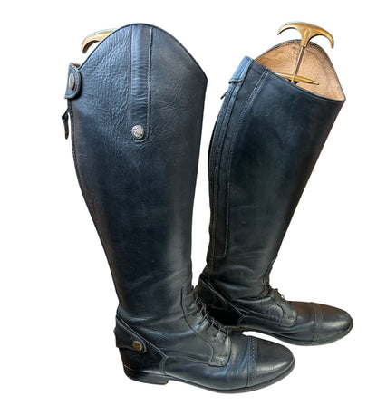 Mark Todd black Long Leather Boots size UK 4 (37)