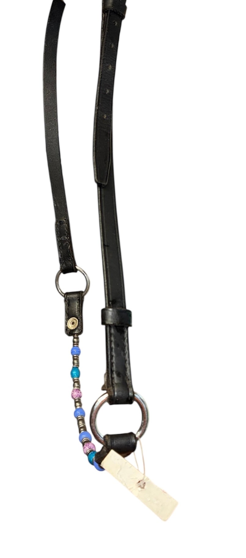 New beautiful  black leather in-hand halter with beaded noseband mini pony/arab