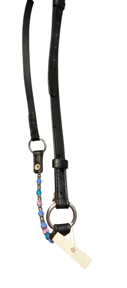 New beautiful  black leather in-hand halter with beaded noseband mini pony/arab