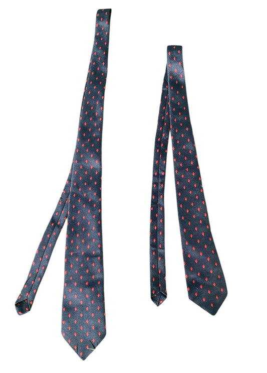Matching adult & child navy & red showing time ties