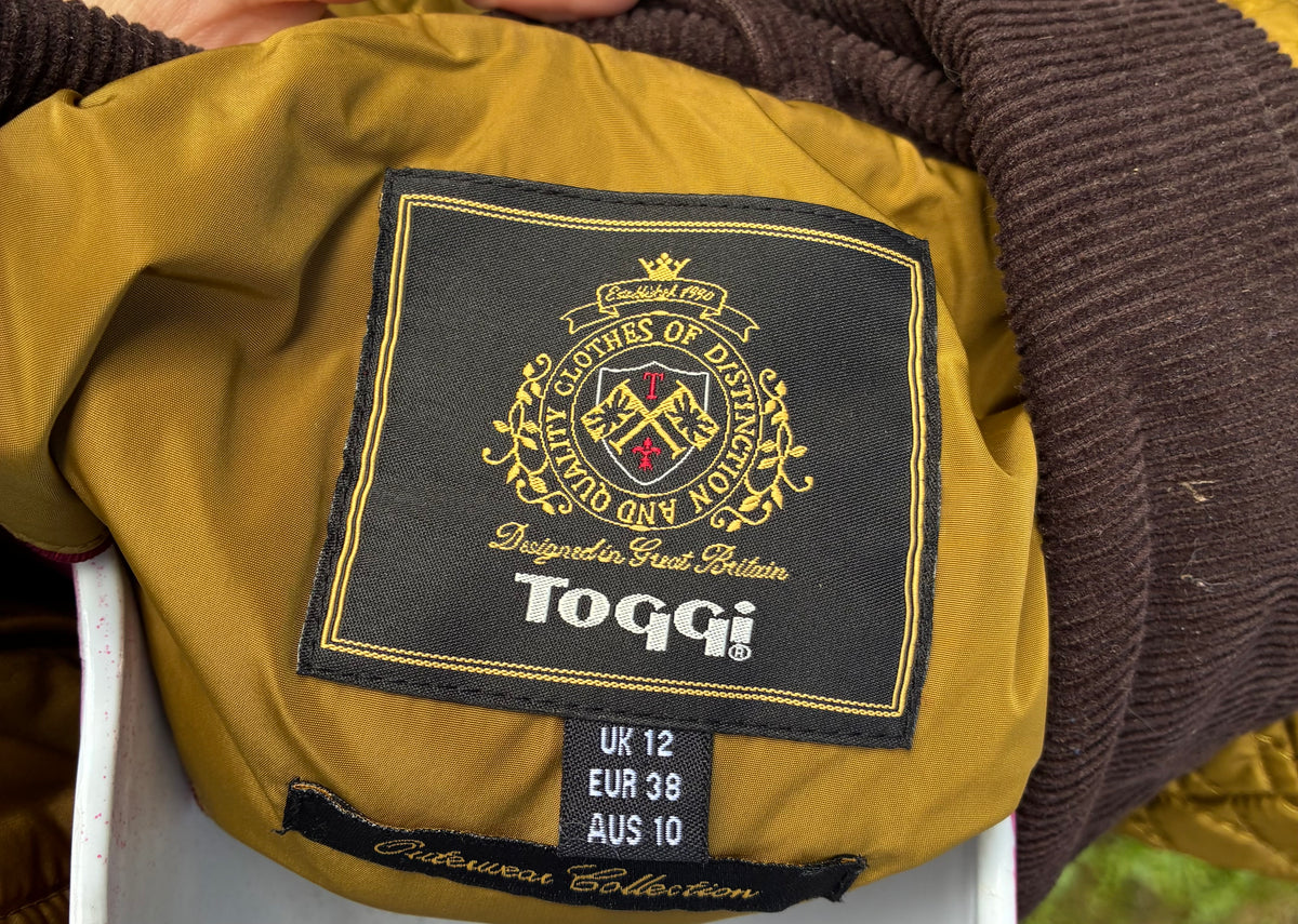Toggi Quilted Country Jacket – Moss Green/mustard  – UK 12