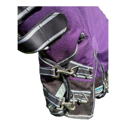 🐴 WeatherBeeta ComFiTec Plus Dynamic Combo Neck Heavy Turnout Rug – 3’0” 💜 Purple/Black