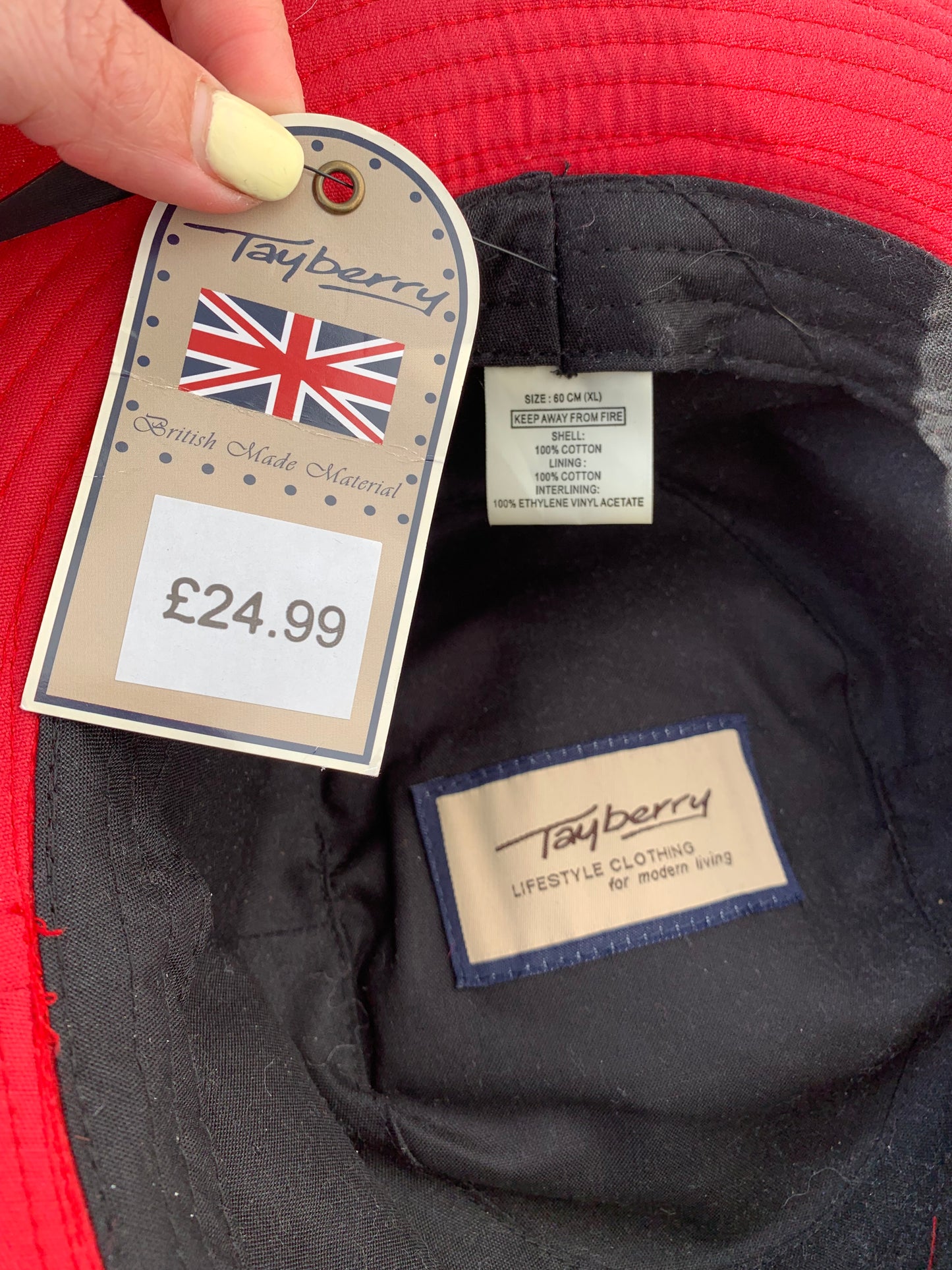 New with tag Tayberry red cotton hat - ideal for showing