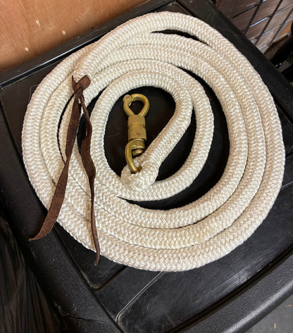 10ft natural horsemanship training lead rope brass swivel snap clip  that attaches to the halter