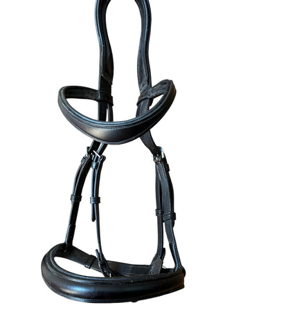 Exceptionally butter-soft Italian leather handmade black Saturn bridle by the Horsemanship saddlery