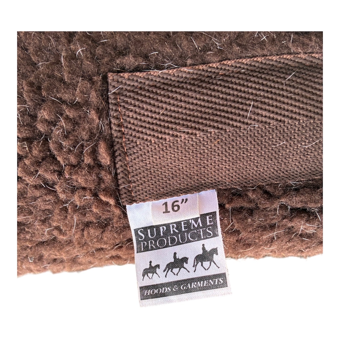 Supreme products 16” straight cut fleece numnah - brown