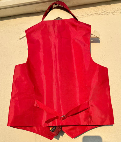 Equetech Junior  burgandy & gold star design showing Waistcoat  with matching tie size medium