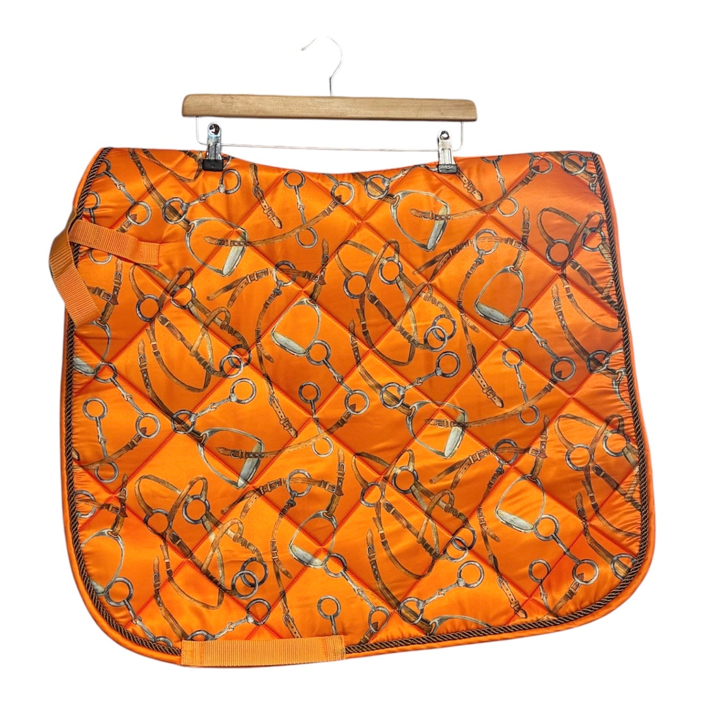 HKM orange Allure saddle pad 
Slightly shiny fabric/satin feel dressage - full