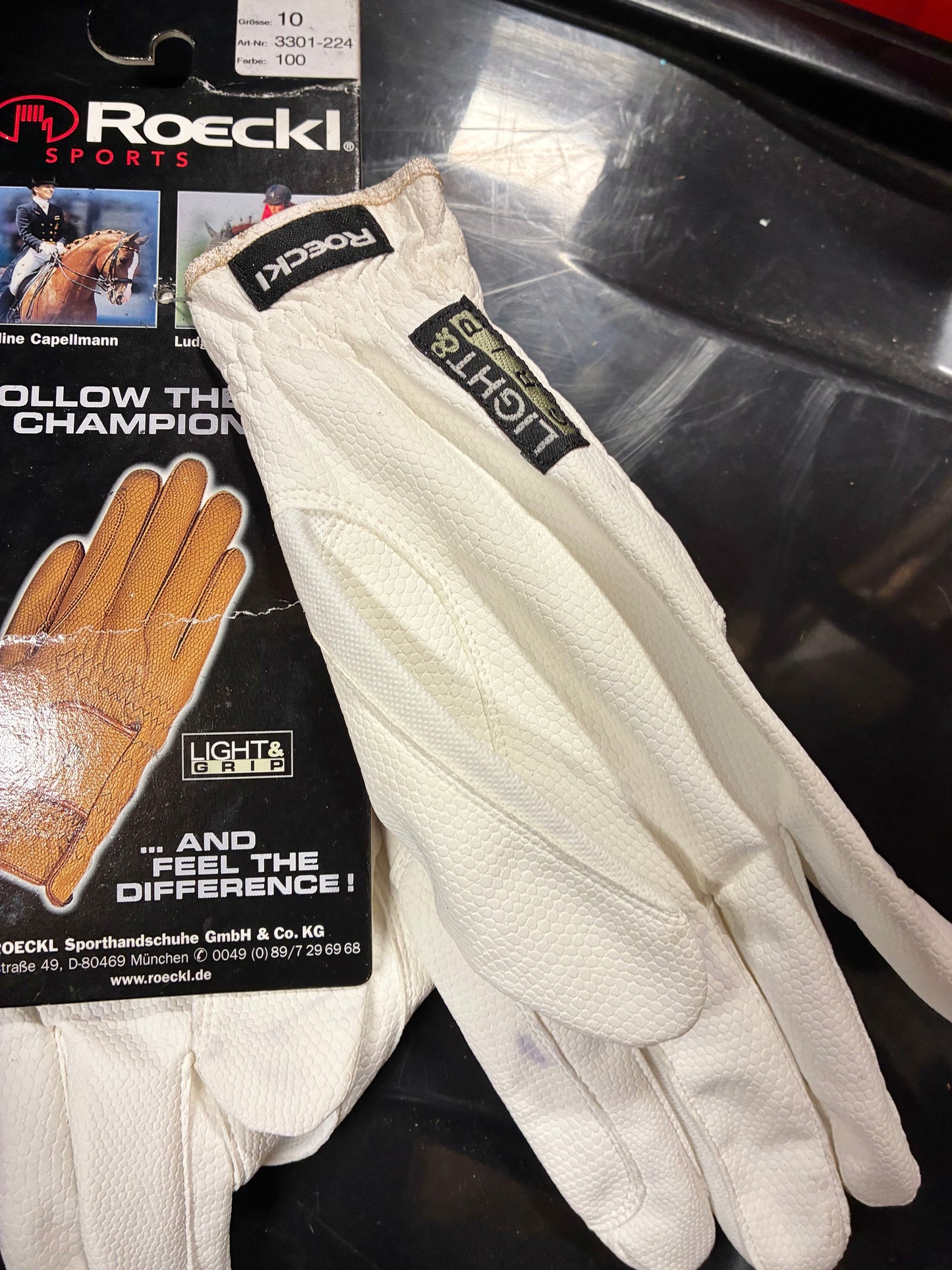 New men’s Roeckl Ulla Salzgeber white riding competition gloves size 10