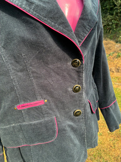 Rydale Size 12 Pink navy Corduroy "Annie Velour" Cotton Riding Blazer Jacket