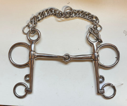 5” jointed Pelham bit complete with curb chain