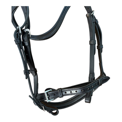 Exceptionally butter-soft Italian leather handmade black Saturn bridle by the Horsemanship saddlery