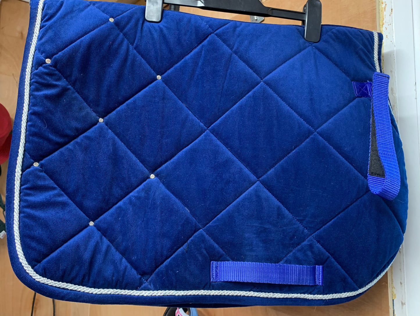 Royal blue velour Whitaker saddle pad cob/full (21” in length)