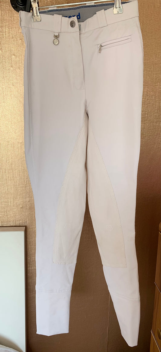 Ladies size 24 white Townend jodhpurs tactel & coolmax material full suede seat