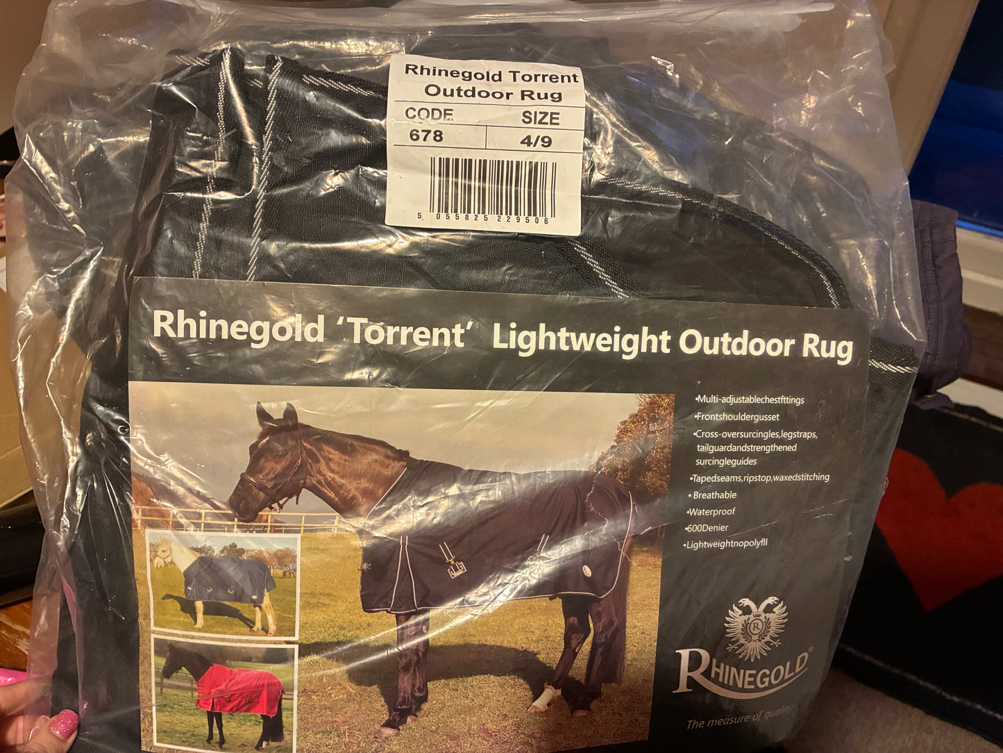 New! Rhinegold Torrent Turnout Rug 4’9” - black no fill