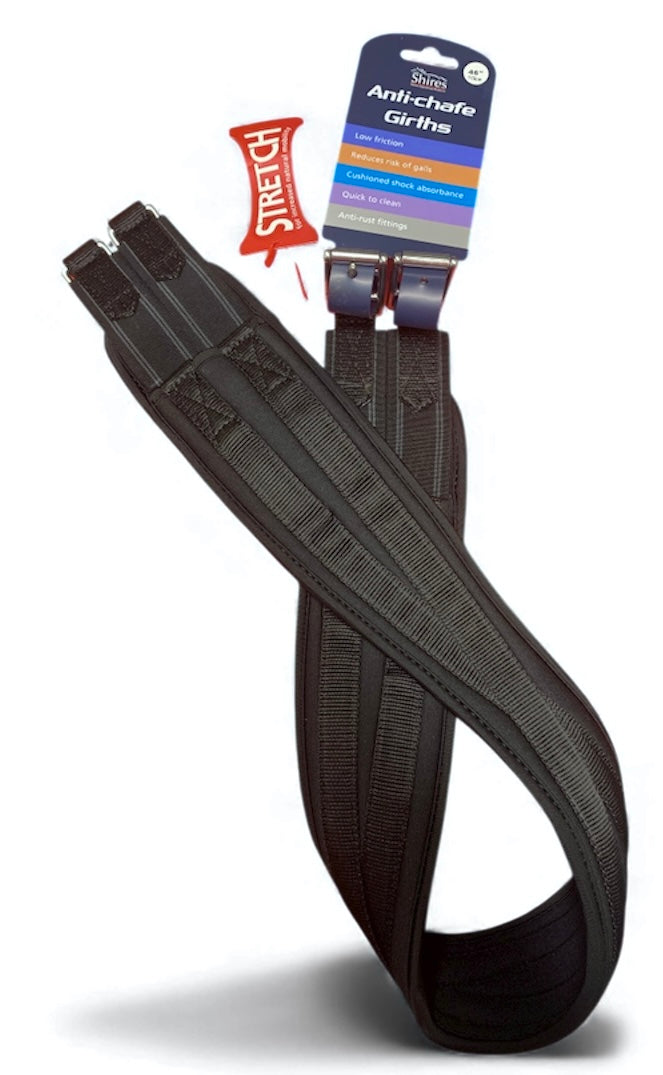 New with tag shires black anti chafe girth elasticated both ends 46”