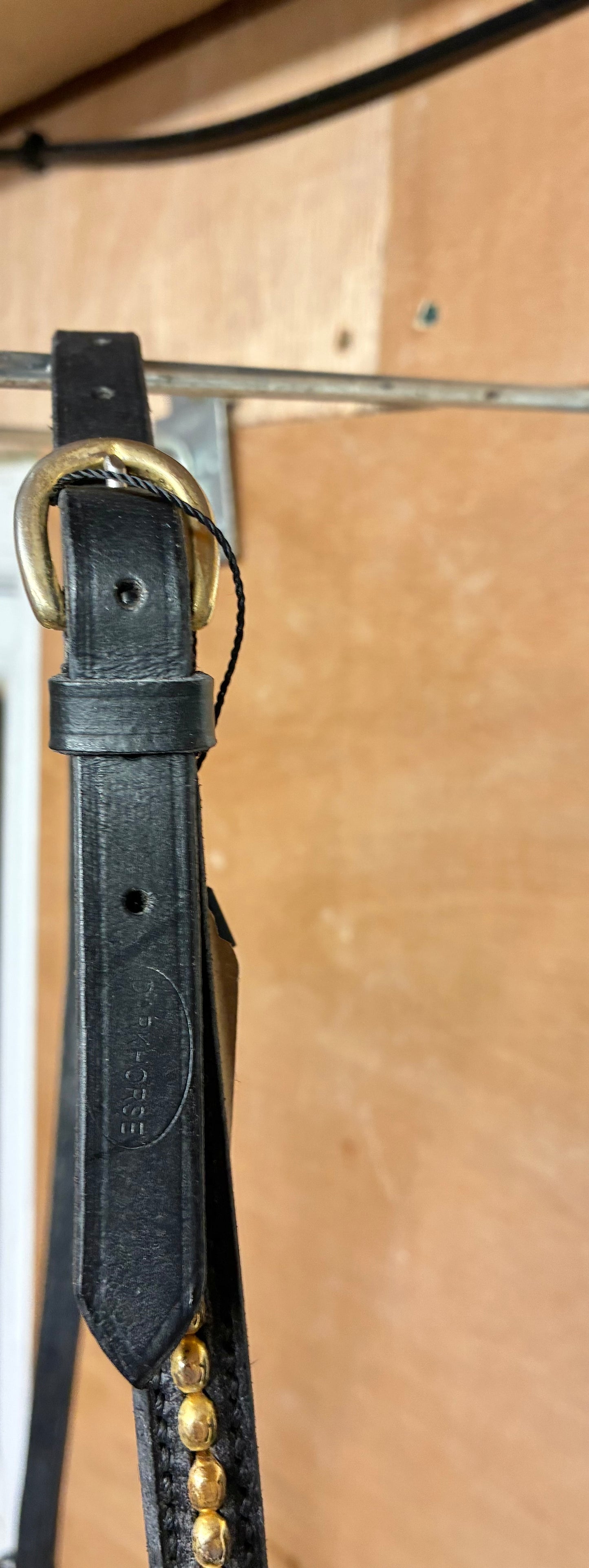 New Black leather brass detail in-hand show halter - size Arab