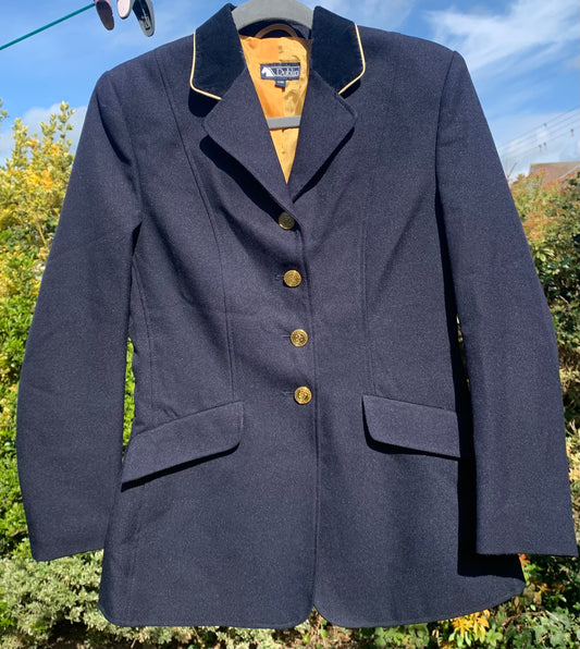 Dublin Ashby navy & gold show jacket with velvet collar ladies 6/8 or teenager