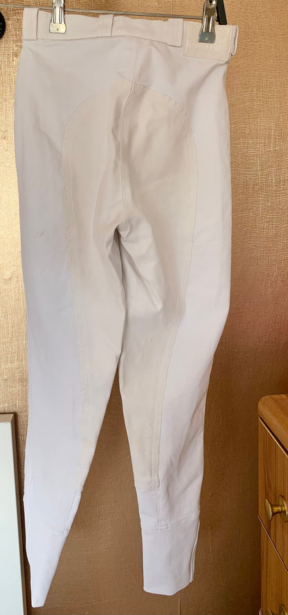 Ladies size 24 white Townend jodhpurs tactel & coolmax material full suede seat
