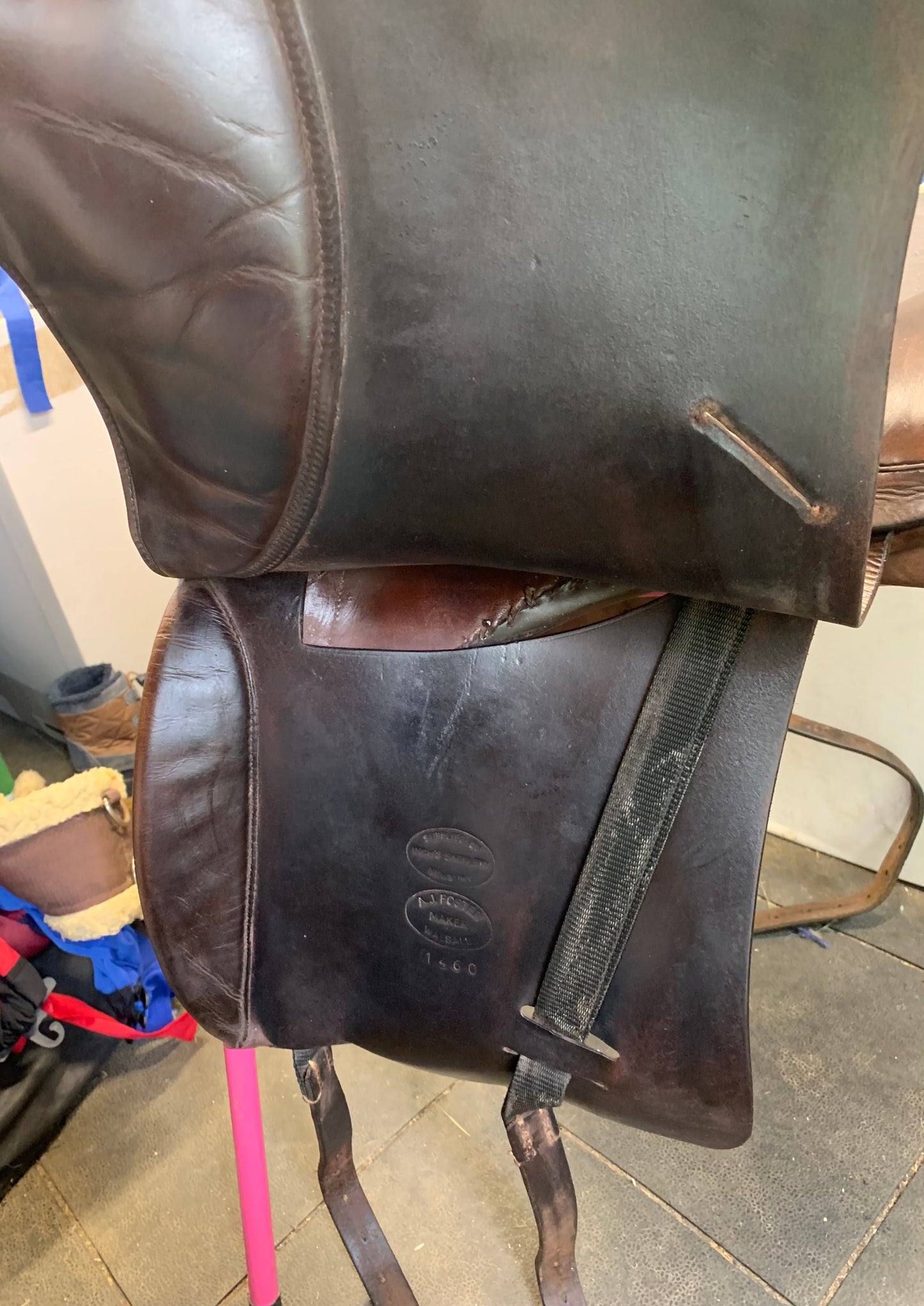 Brown A j foster Walsall dressage saddle 17.5” stamped medium