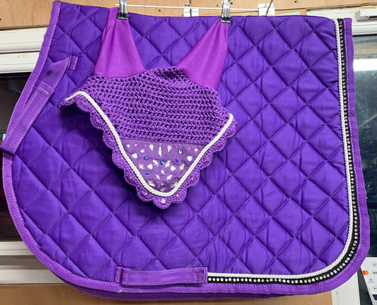 Purple matchy ears and saddle pad set full size