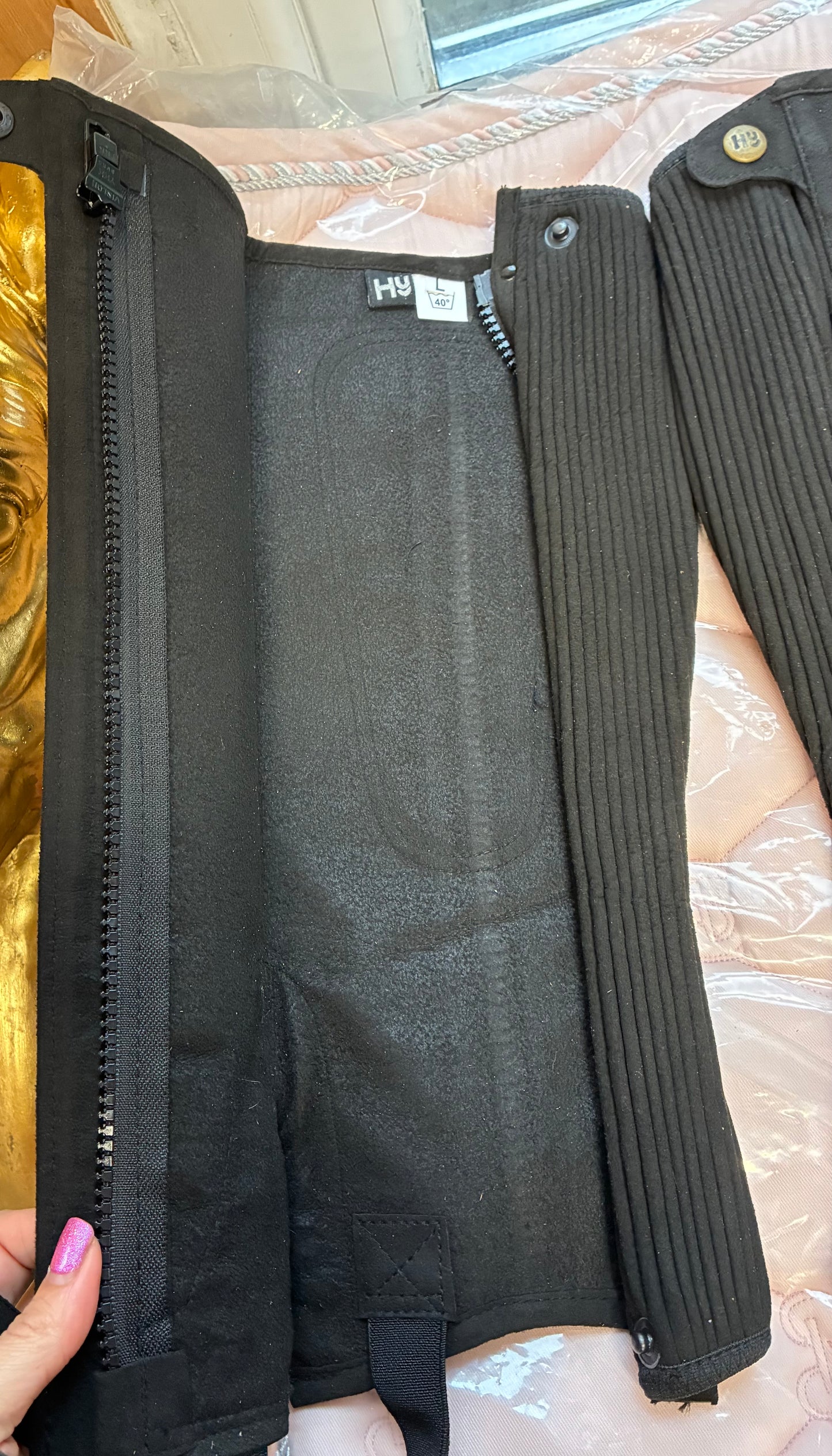 New! Hy Equestrian Amara Half Chap Adults - large - black