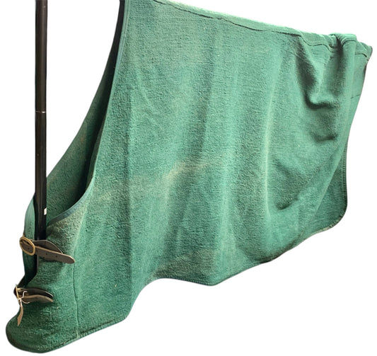 6’0” heavy wool rug with leather straps and brass buckles