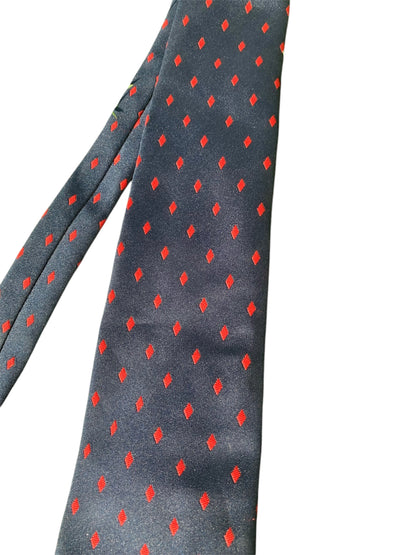 Matching adult & child navy & red showing time ties