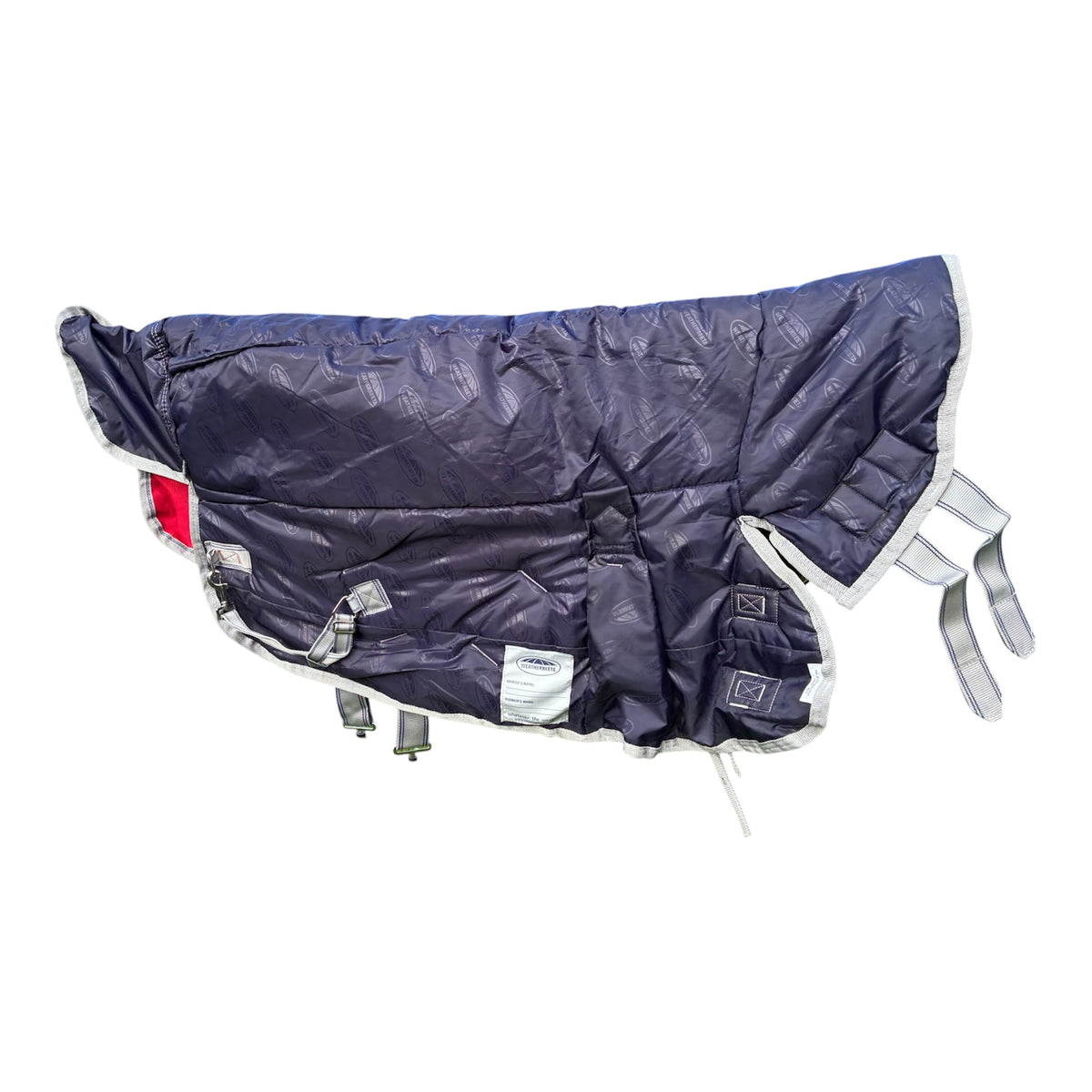 🐴 WeatherBeeta Heavyweight Combo Neck Turnout Rug – 3’0”
❤️ Red with Grey/Navy Trim