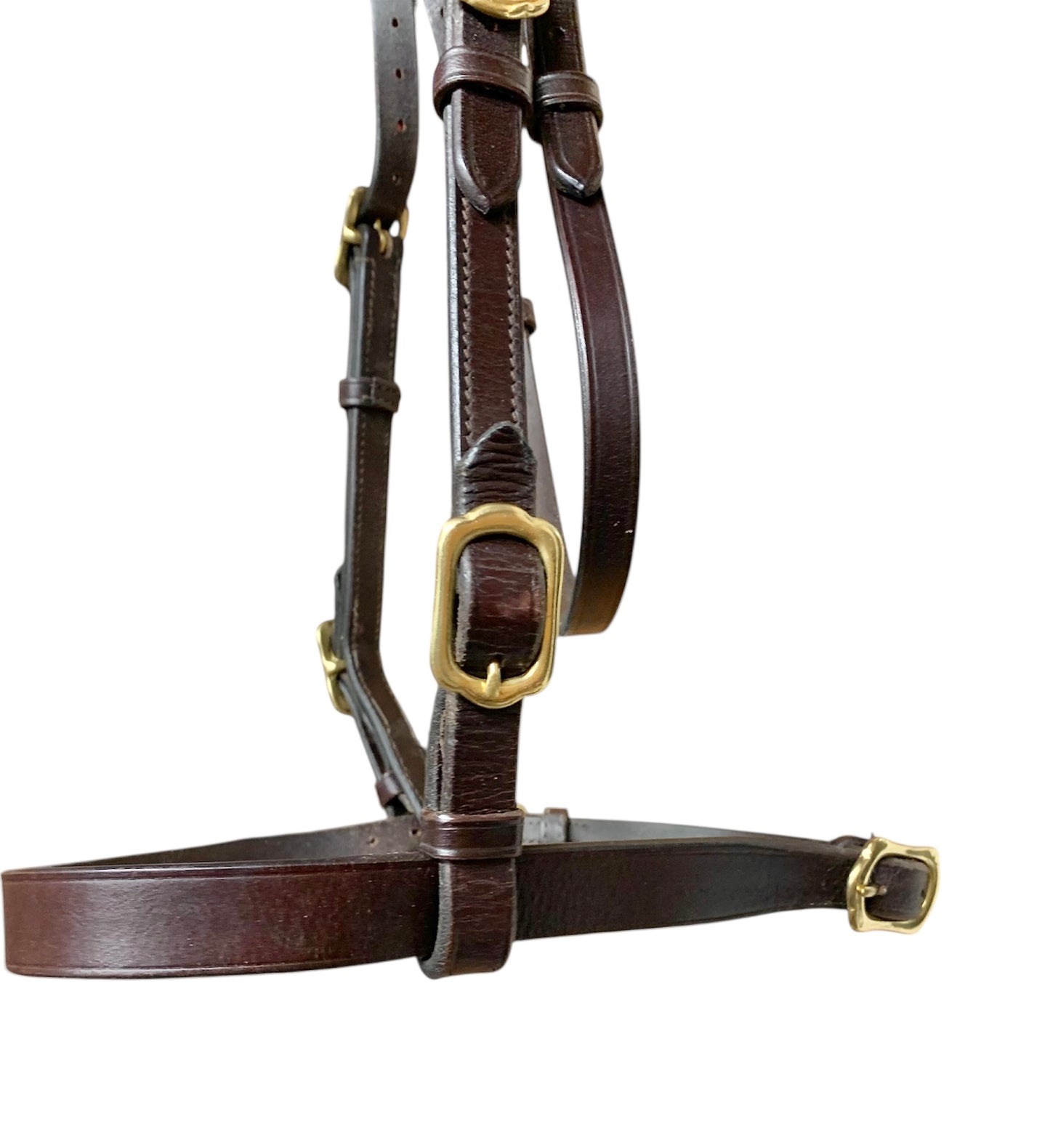 Shires cob size brown inhand bridle with brass buckles & bling browband