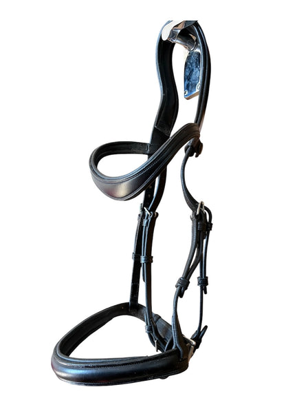 Exceptionally butter-soft Italian leather handmade black Saturn bridle by the Horsemanship saddlery