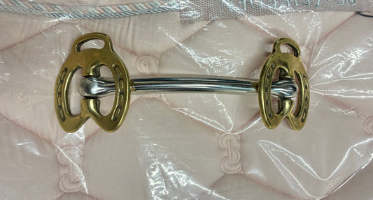 STALLION IN-HAND BIT, DOUBLE  BRASS HORSESHOE 6”