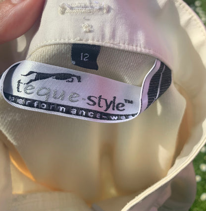 teque-style pale yellow sleevless show shirt size 12