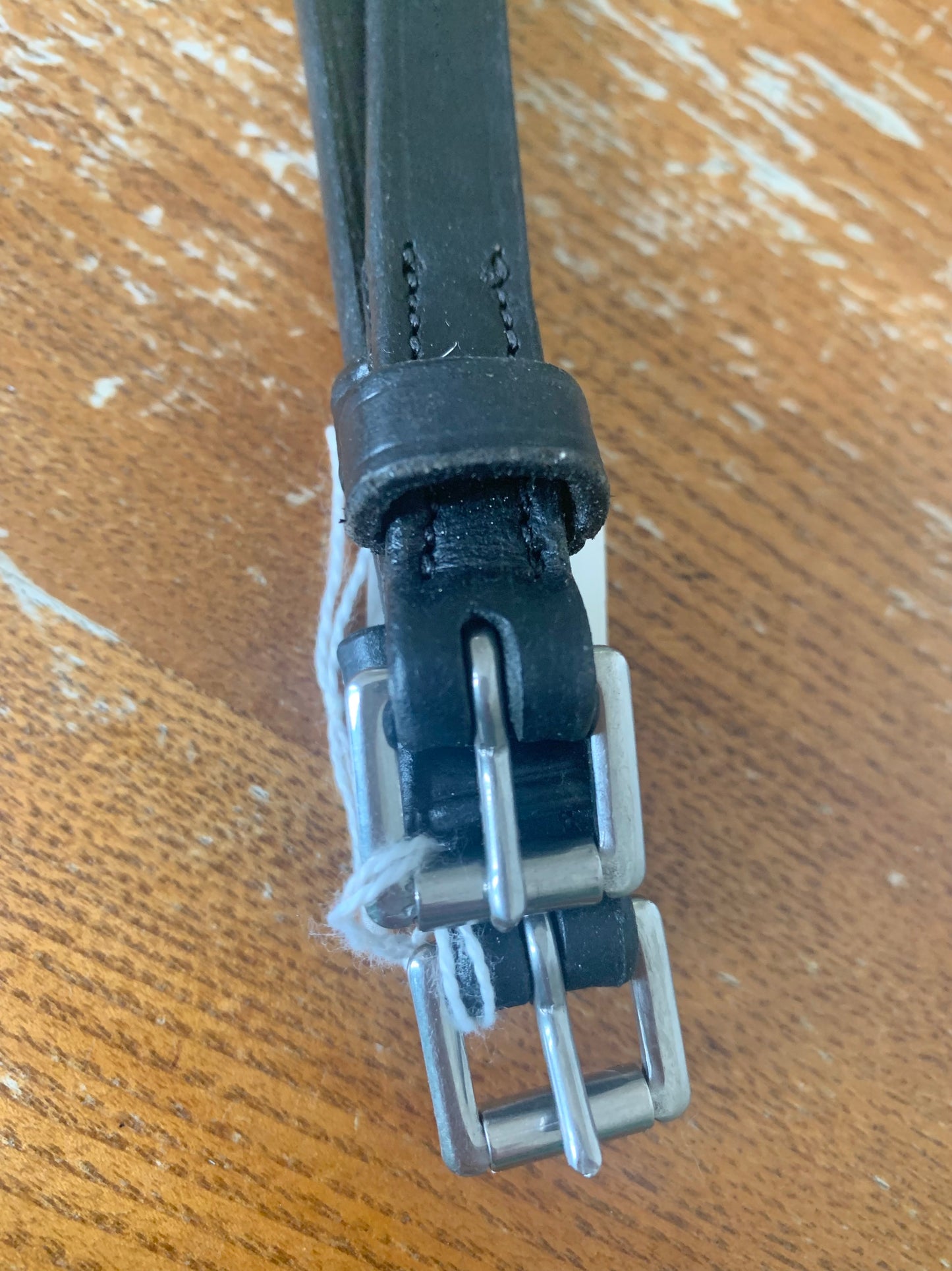 Black leather Rambo Micklem bit straps standard horse size