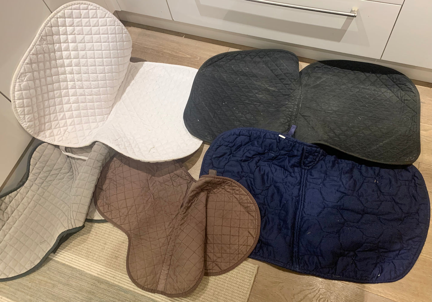 Cob size saddle pad bundle navy white brown dressage ref2