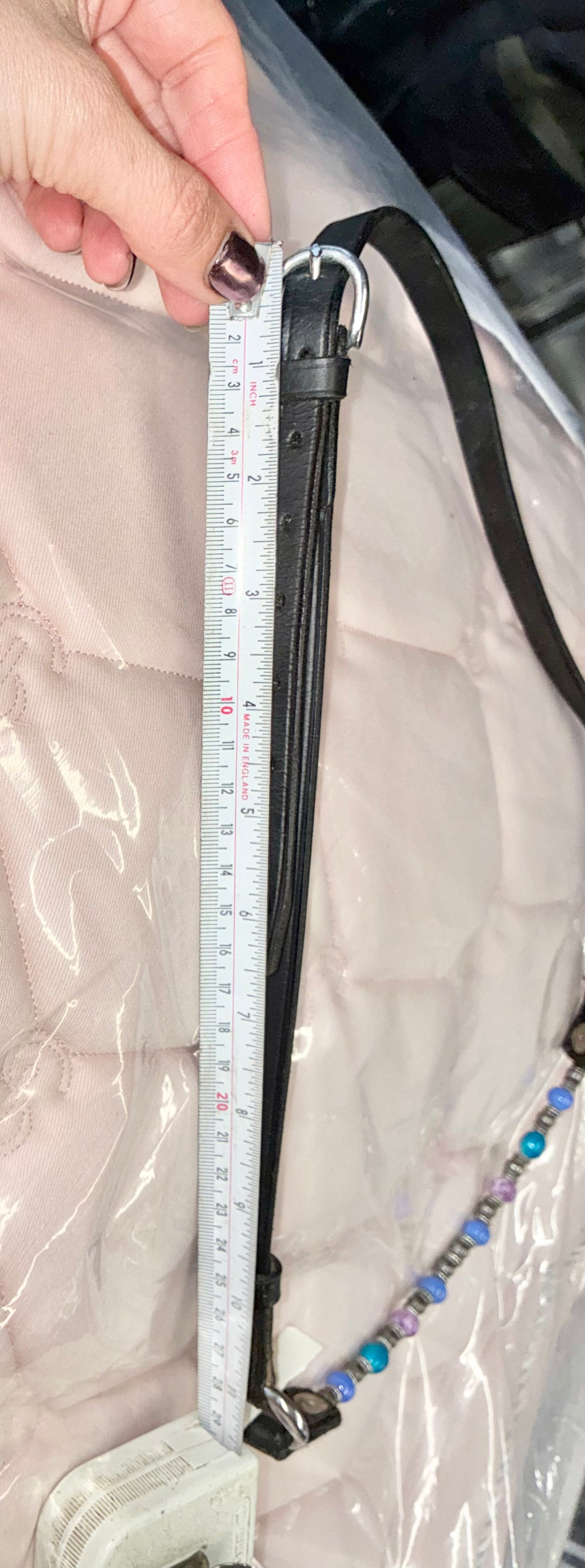 New beautiful  black leather in-hand halter with beaded noseband mini pony/arab