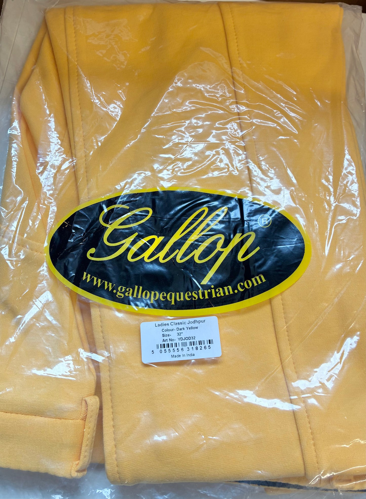 New ladies bright yellow gallop jodhpurs
size 32