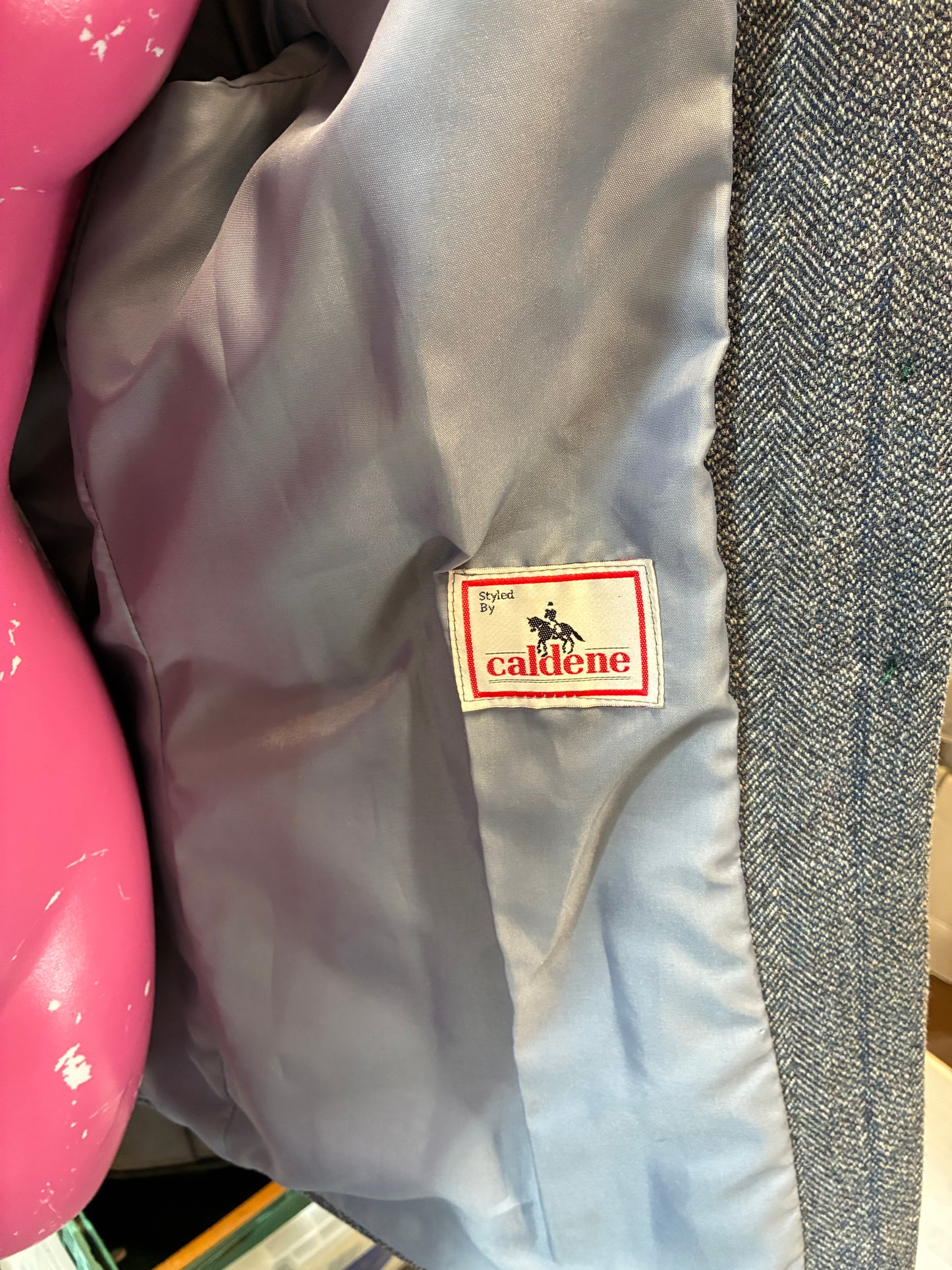 Caldene blue/grey tweed hacking show jacket size 40