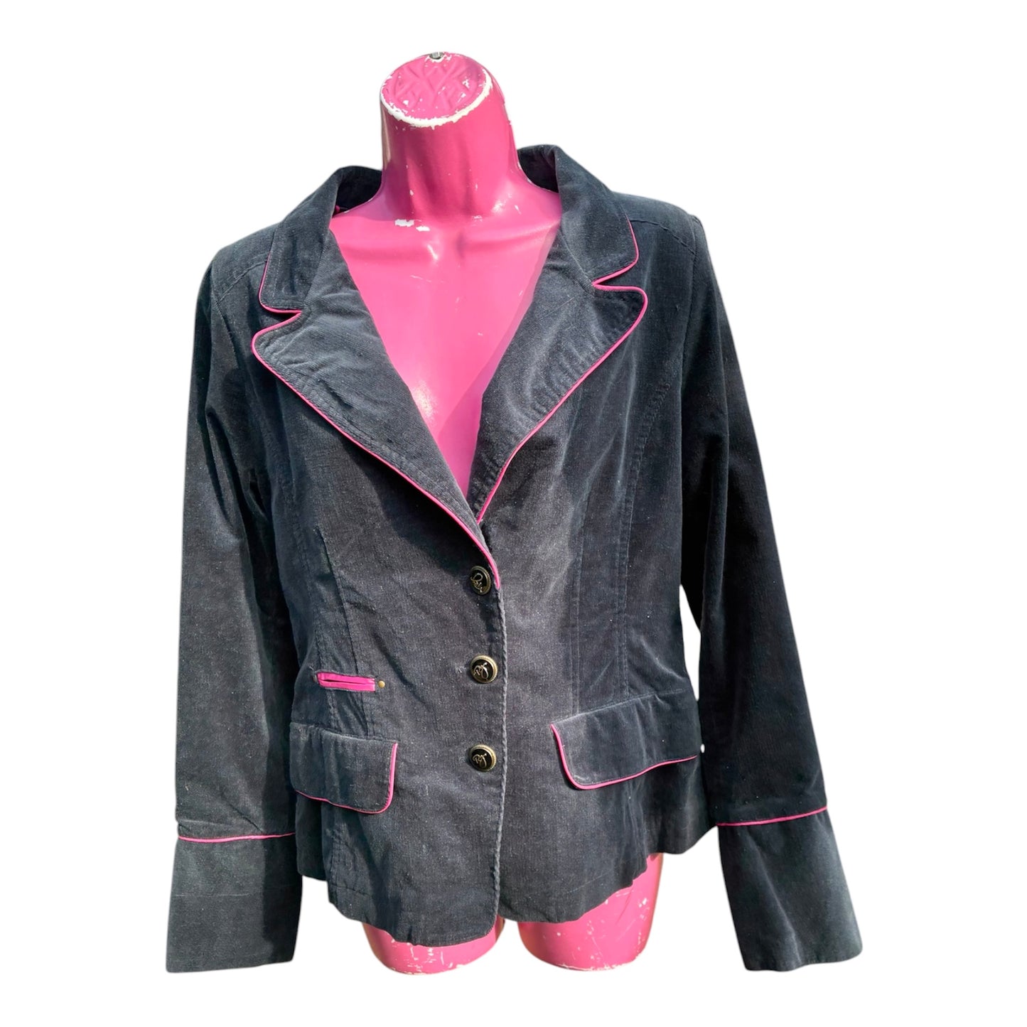 Rydale Size 12 Pink navy Corduroy "Annie Velour" Cotton Riding Blazer Jacket