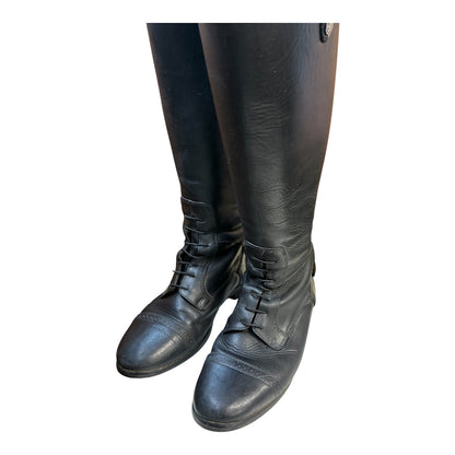 Mark Todd black Long Leather Boots size UK 4 (37)