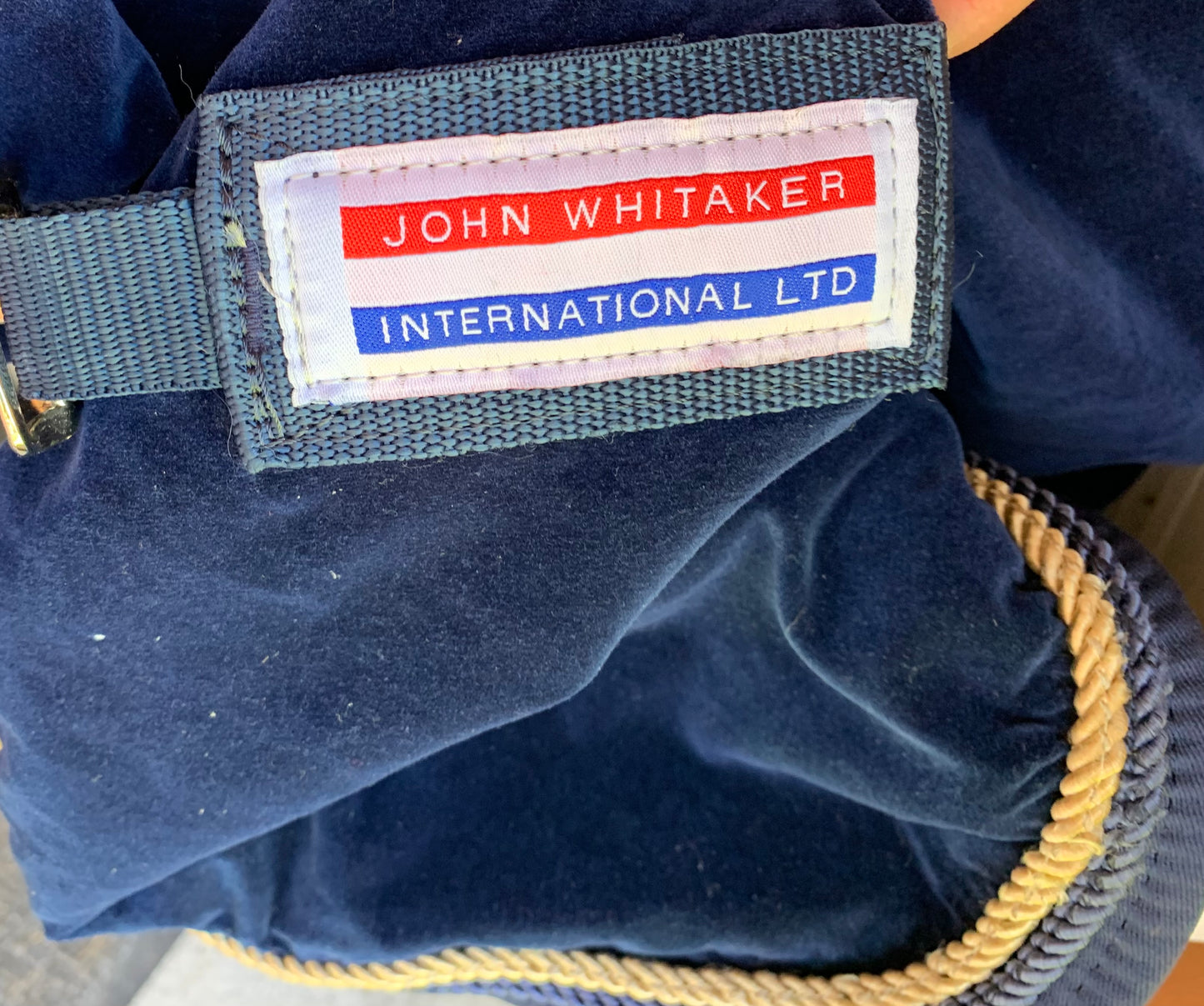 Navy & gold John Whitaker heavy velvet lined show rug 7’0”