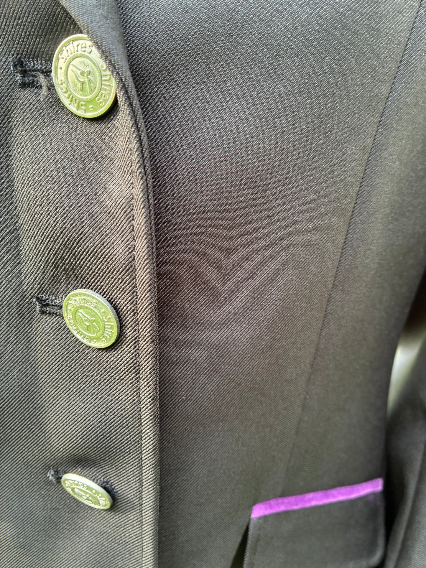New with tag Shires Henley Ladies Competition show Jacket - Black/Purple size 36” (8/10)