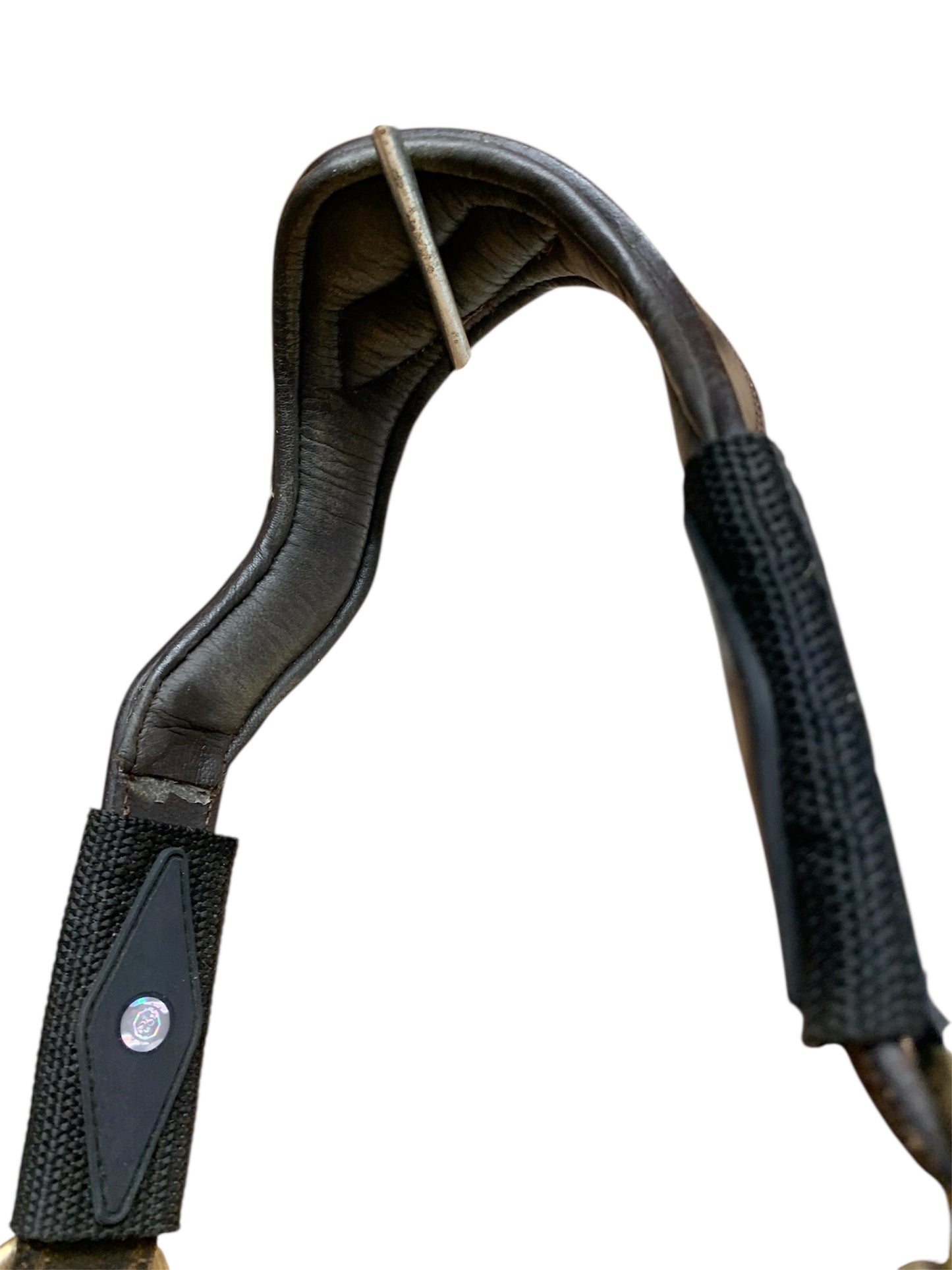 Brown padded leather brass buckle headcollar  with magnets - pony size