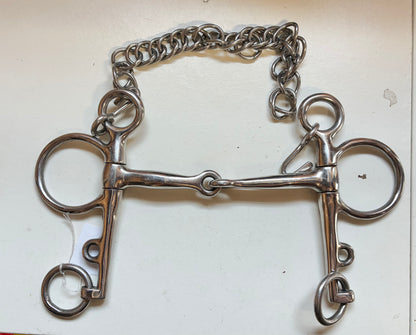 5” jointed Pelham bit complete with curb chain