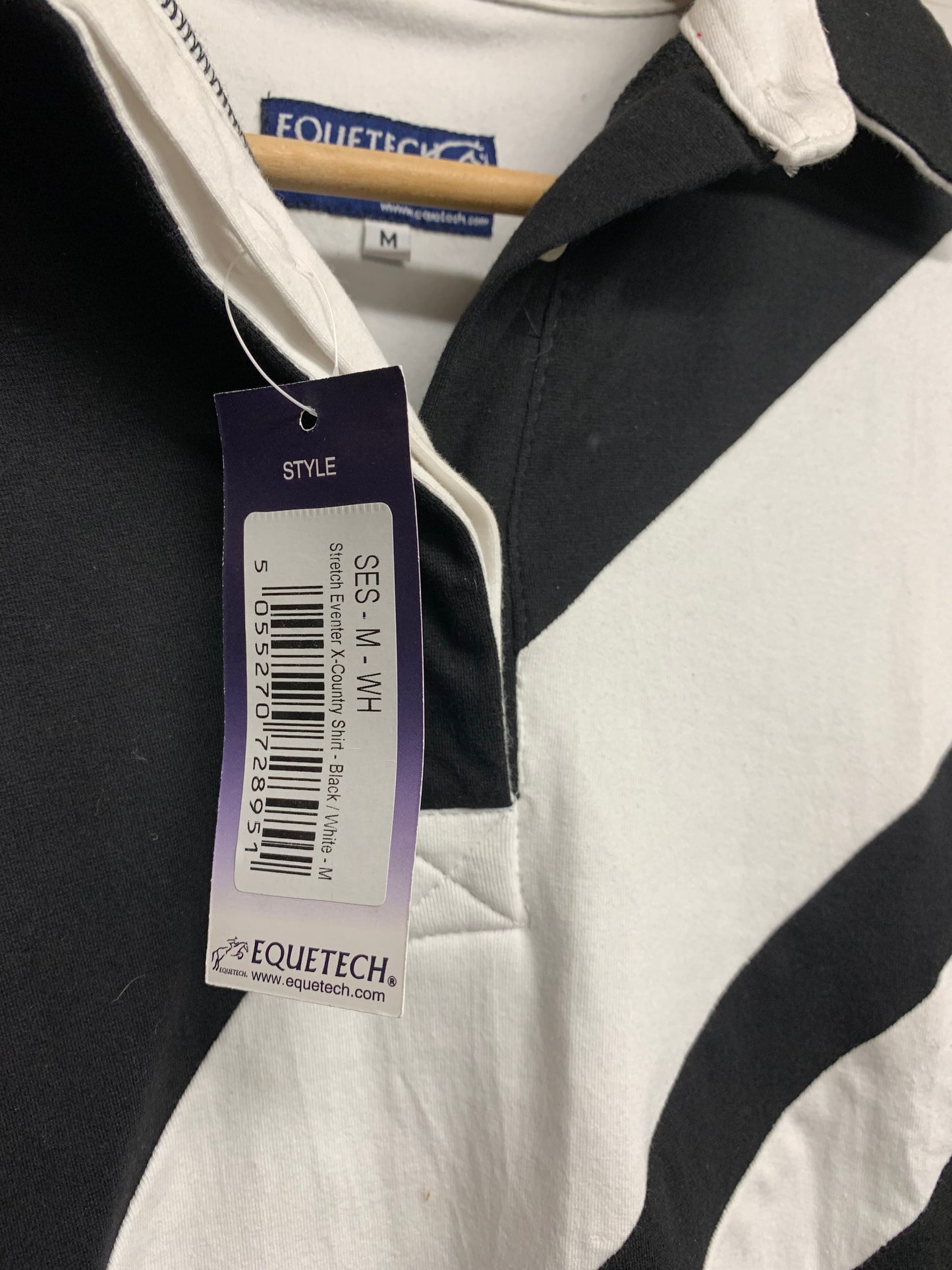 Stylish and practical long sleeve stretch eventer cross-country/rugby shirt by Equetech size medium